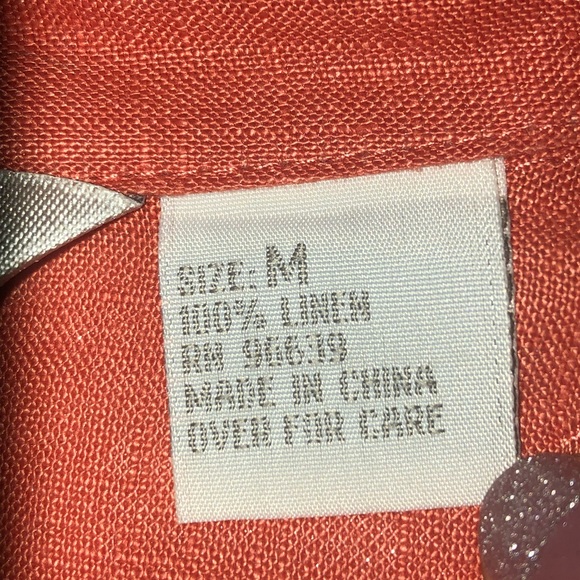 TWEEDS Salmon 100% Linen women’s 3/4 Sleeves Top  blouse Sz M - Picture 4 of 7